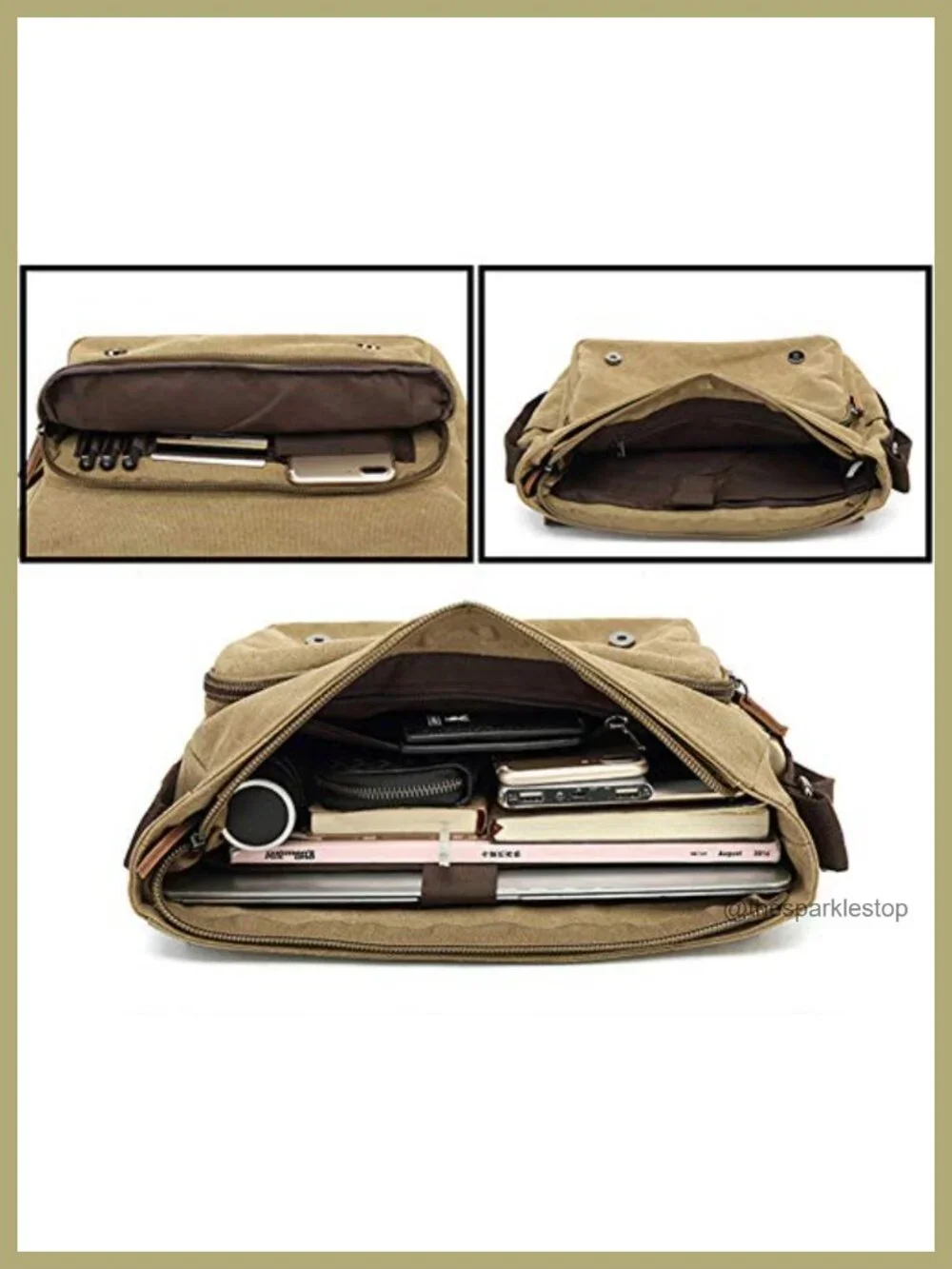 Large Canvas Messenger Bag for Men Women 15.6 inch Laptop Crossbody Shoulder Bag